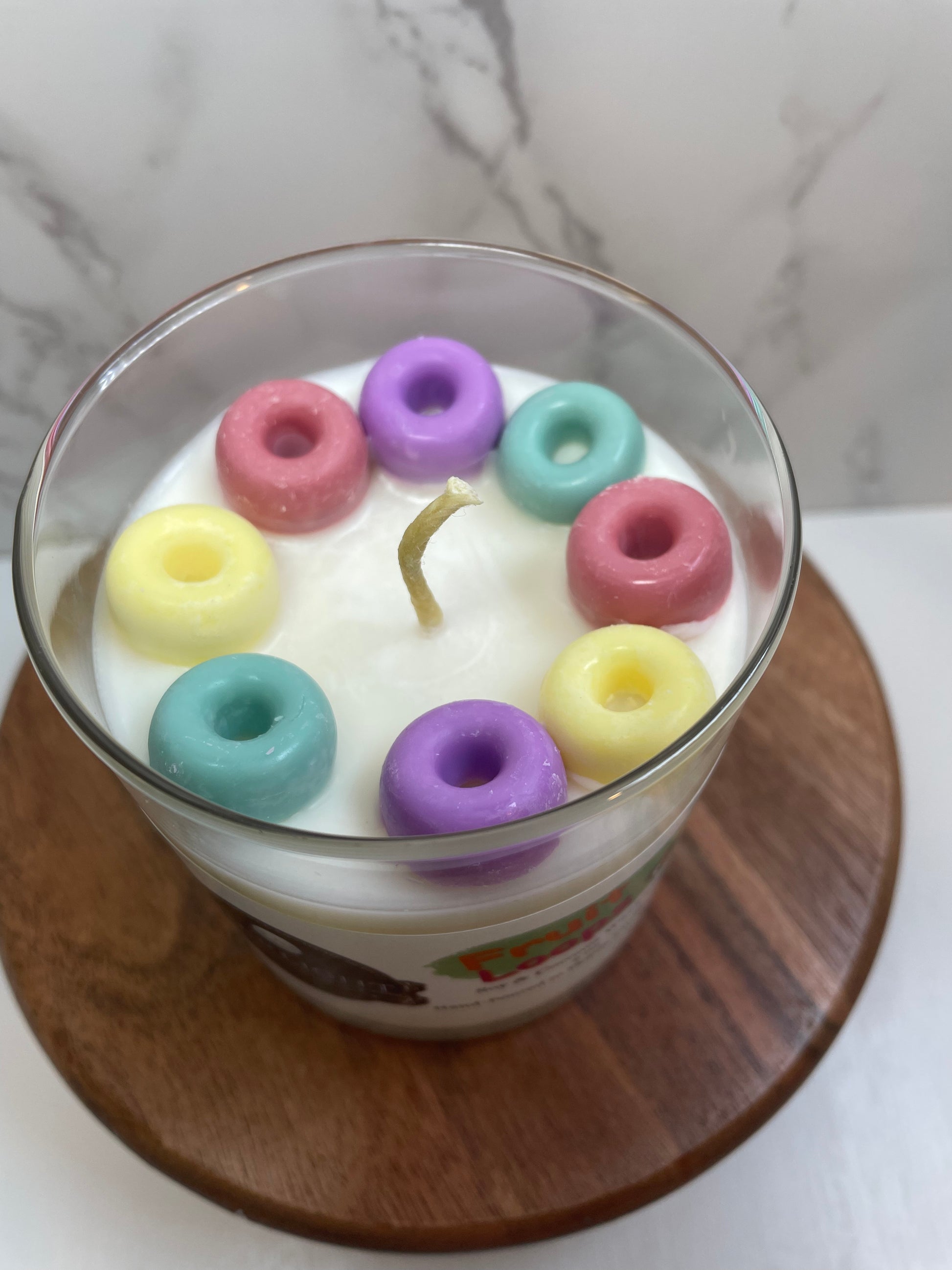 Fruit Loops Soy Wax Candle- top view- Starlight Soapery 