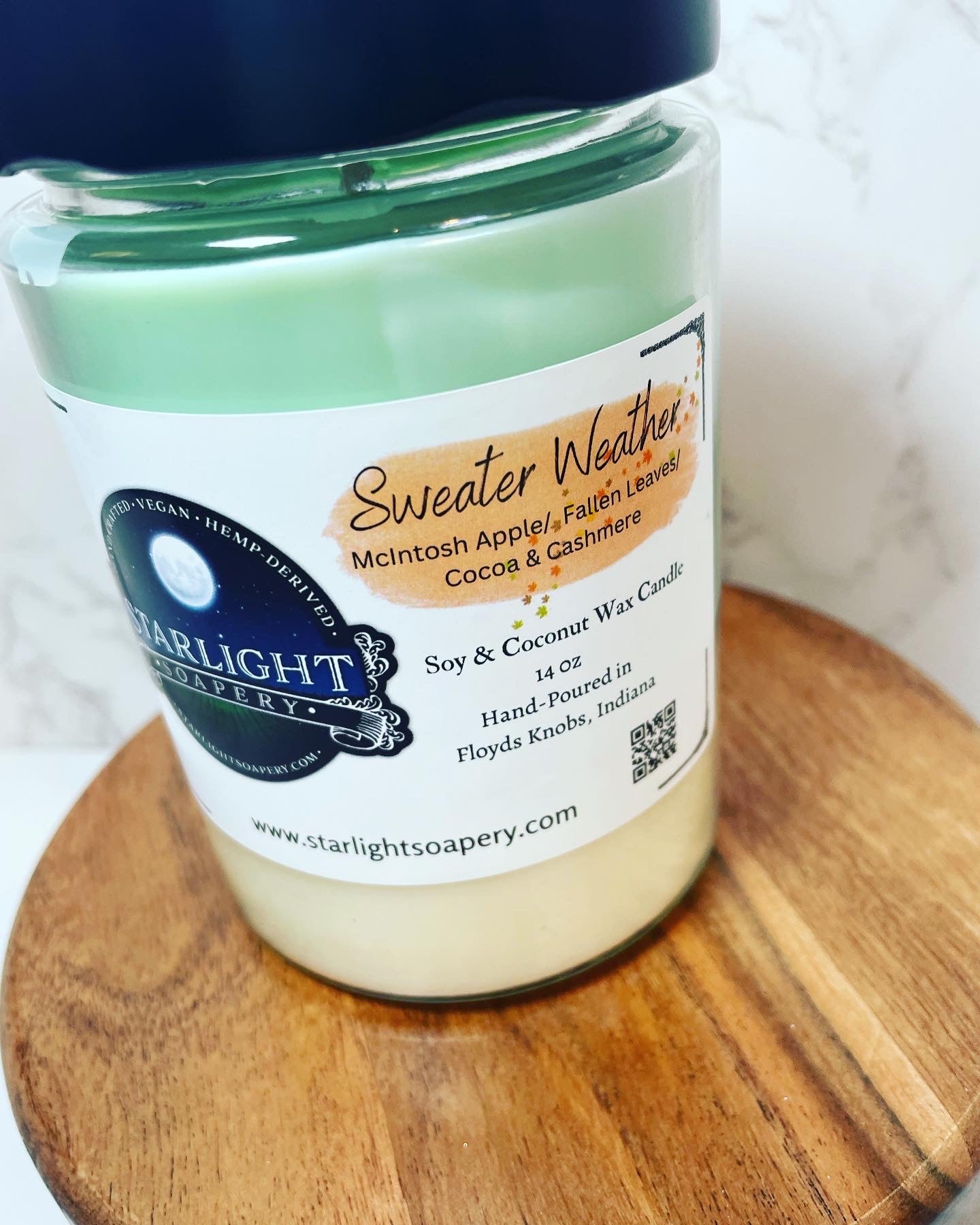 Sweater Weather Soy Candle with Label - Starlight Soapery 