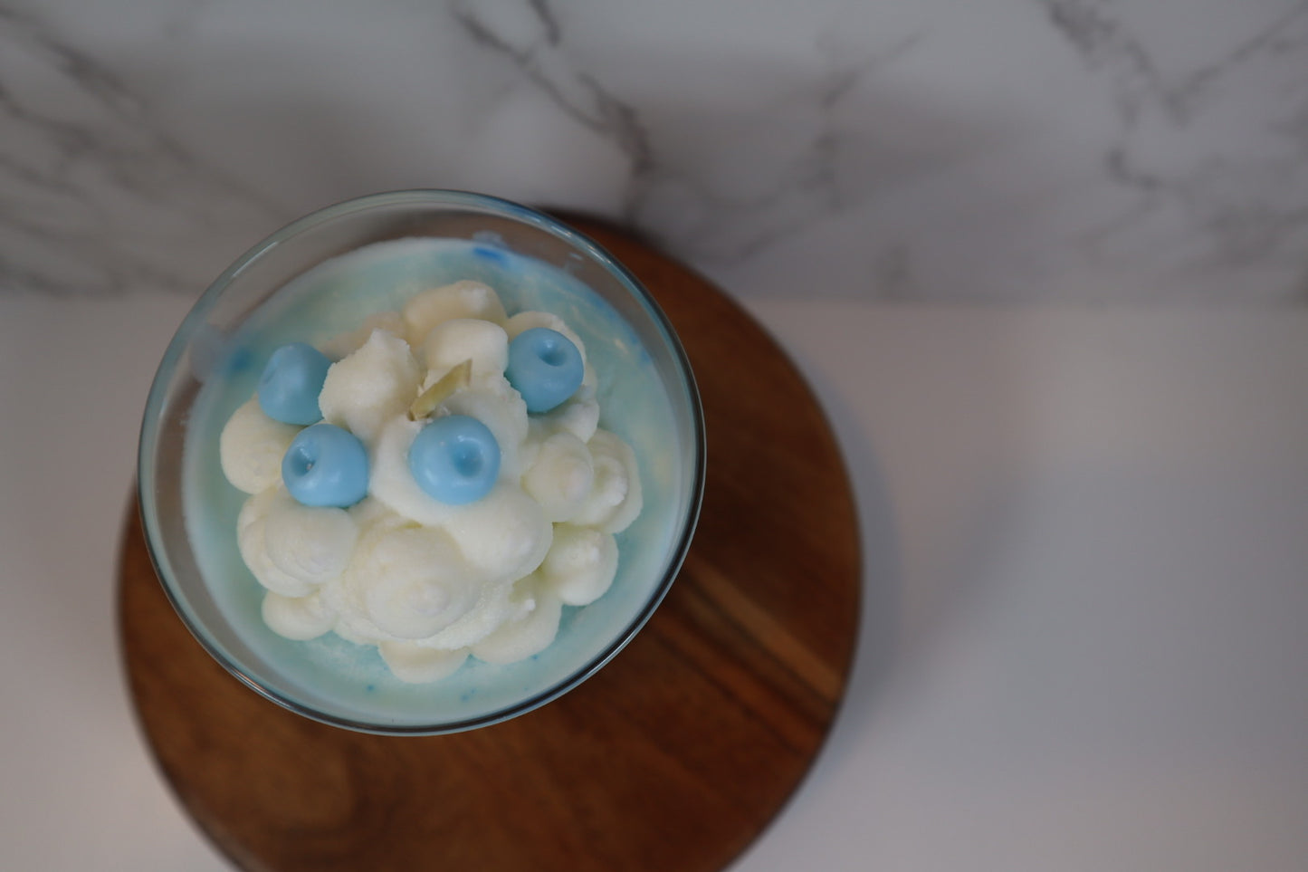 Blueberries & Cream Dessert Candle- from the top- Starlight Soapery 