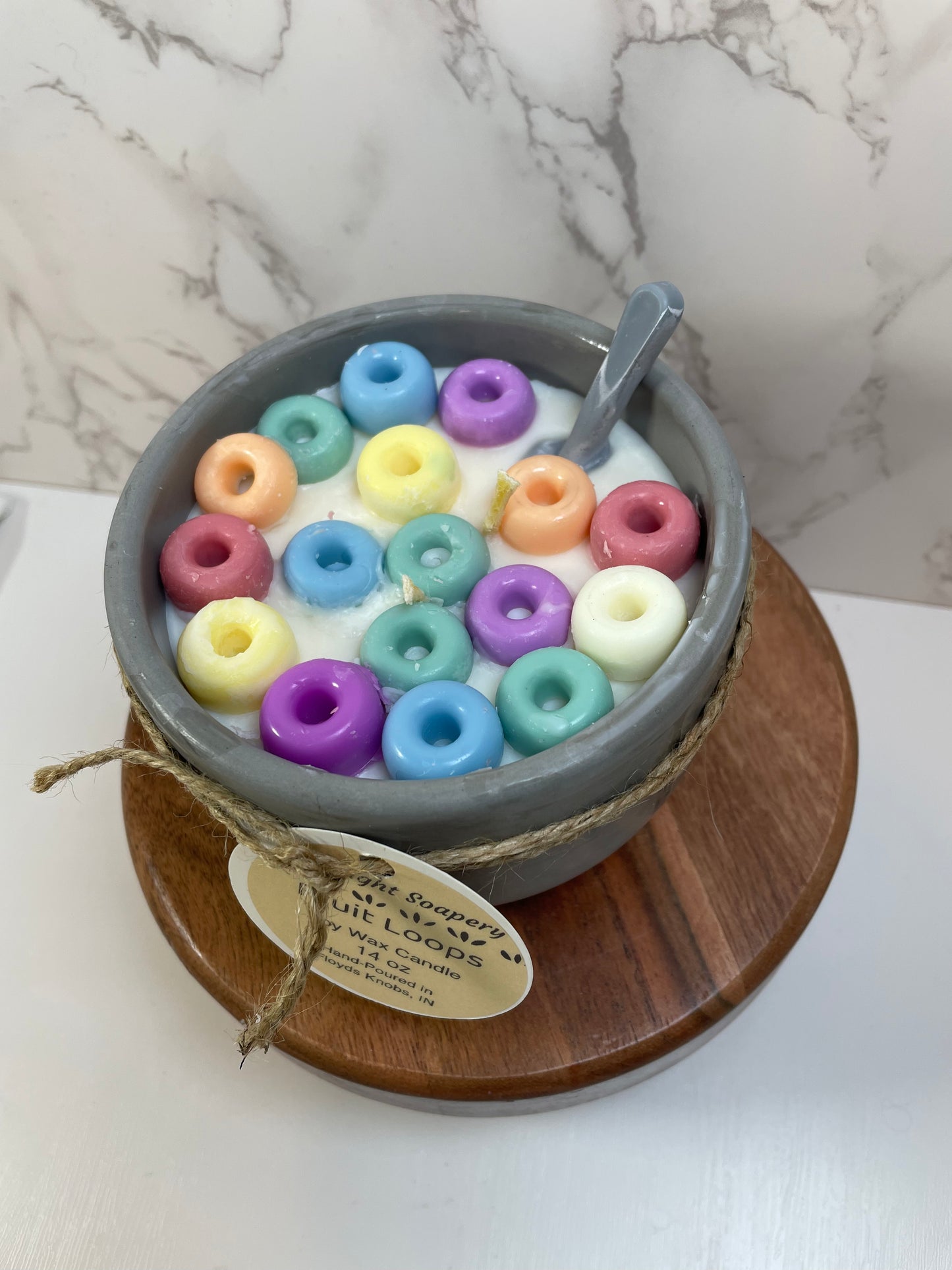 Fruit Loops Concrete Candle- Top view - Starlight Soapery 