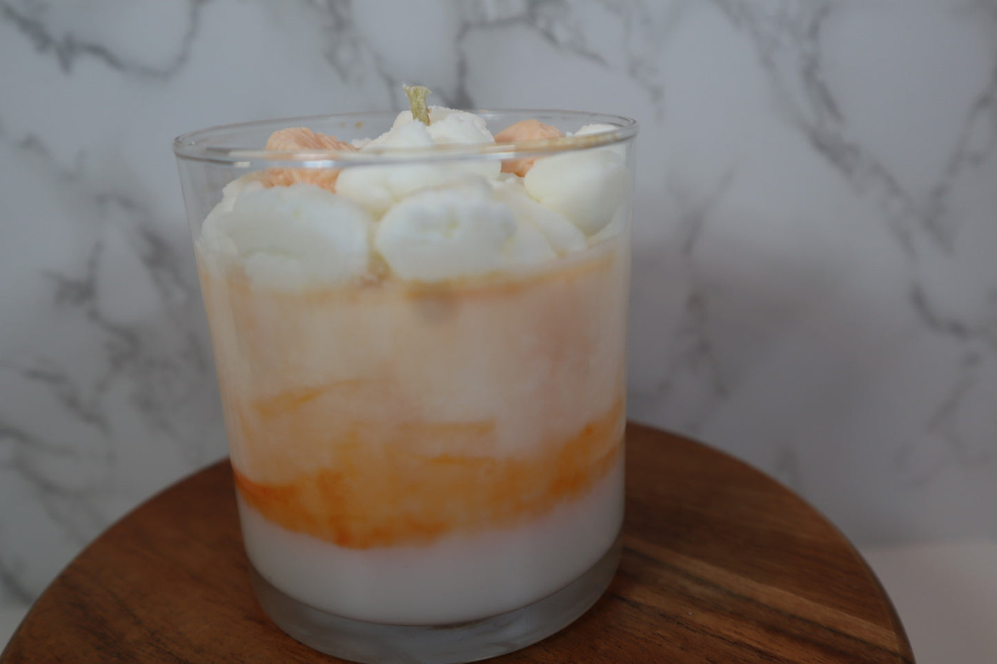 Peaches & Cream Dessert Candle- side view - Starlight Soapery 