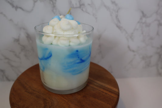 Blueberries & Cream Dessert Candle- front view - Starlight Soapery 