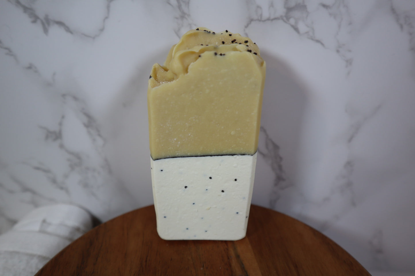 Lemongrass Poppyseed Soap, exfoliating soap, cold process soap, best vegan skin care - Starlight Soapery 