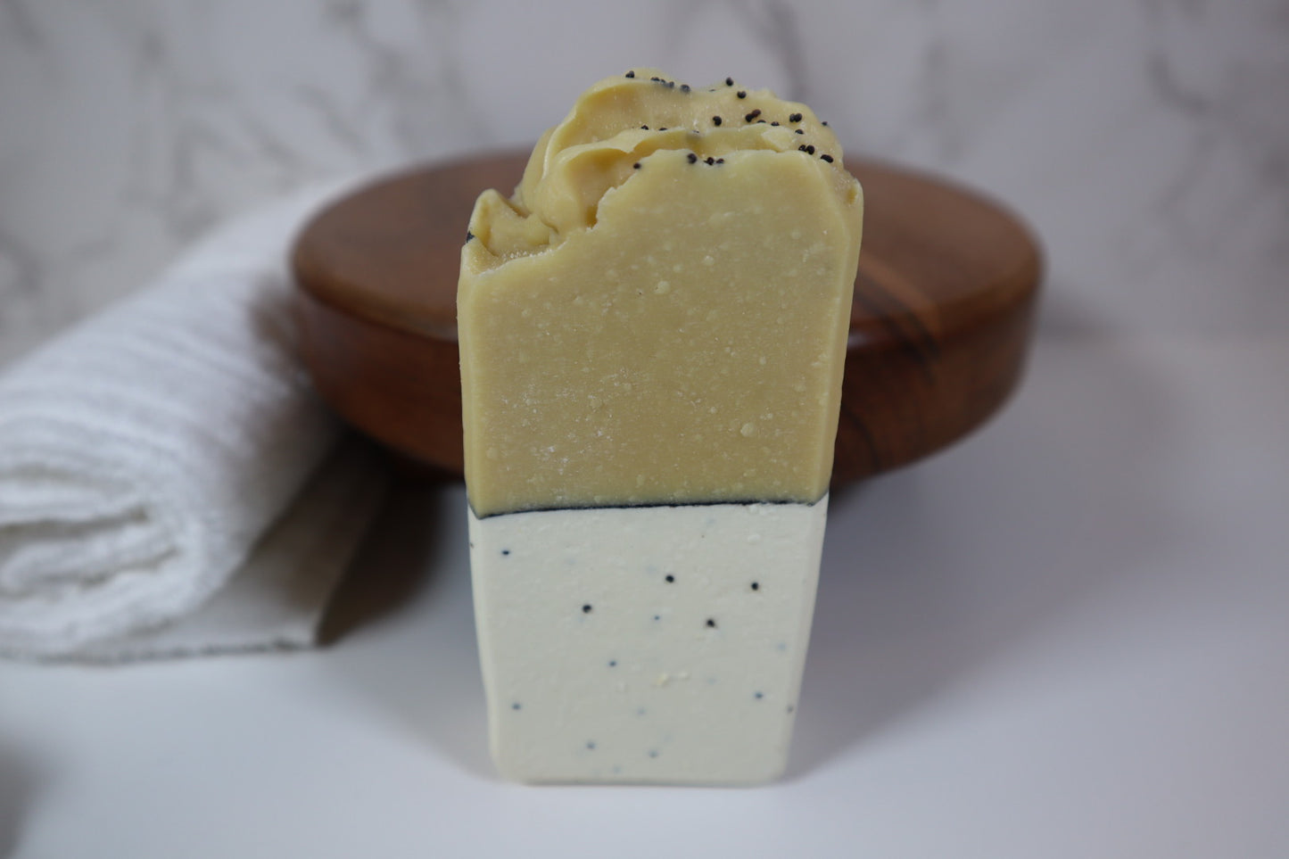 Lemongrass Poppyseed Soap, exfoliating soap, cold process soap, best vegan skin care - Starlight Soapery 